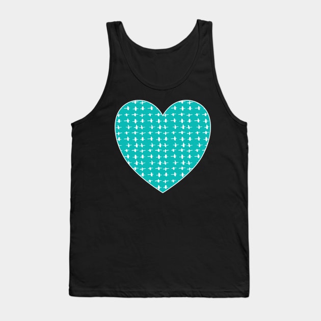 Hearts of teal. Teal, turquoise, aqua blue hearts with small white cross pattern. Tank Top by innerspectrum